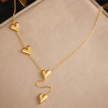 Gold-Plated Multi-Heart Drop Necklace