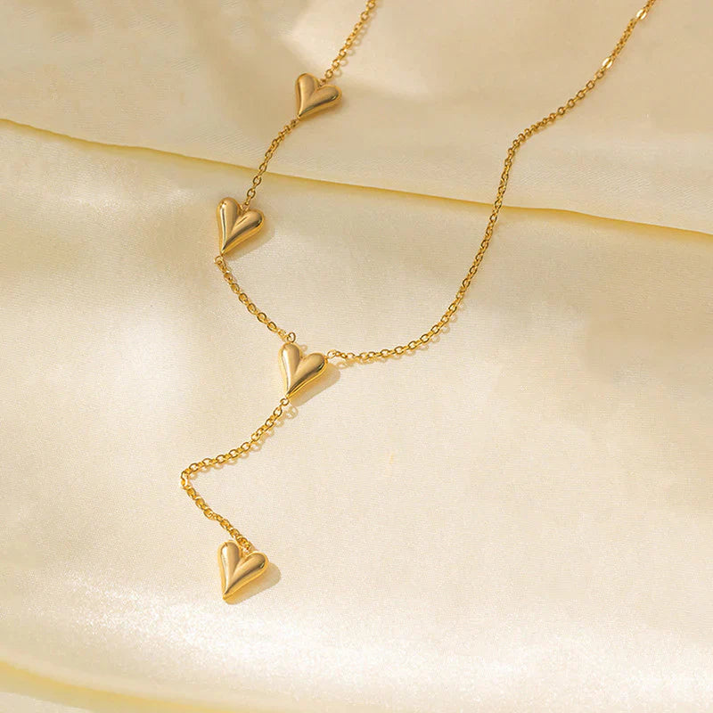 Gold-Plated Multi-Heart Drop Necklace