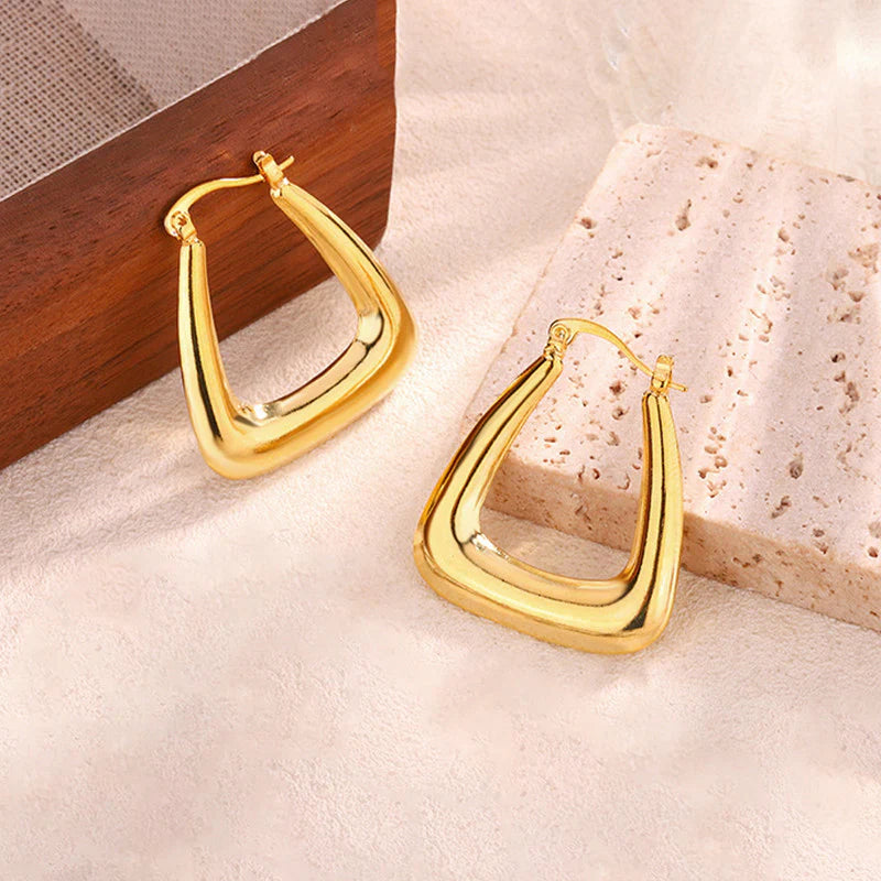 Gold-Plated Chunky Triangle Hoop Earring