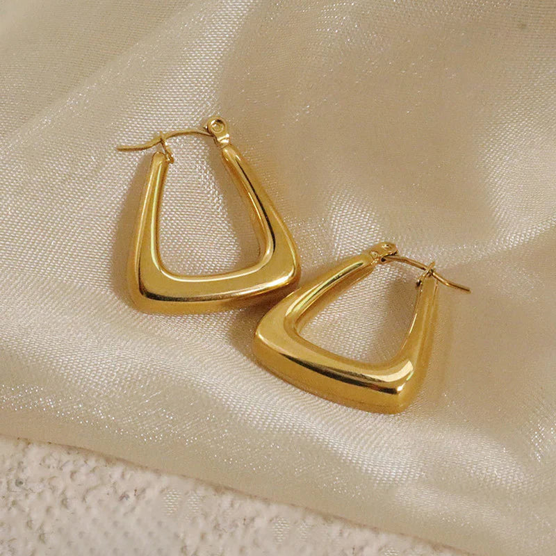 Gold-Plated Chunky Triangle Hoop Earring
