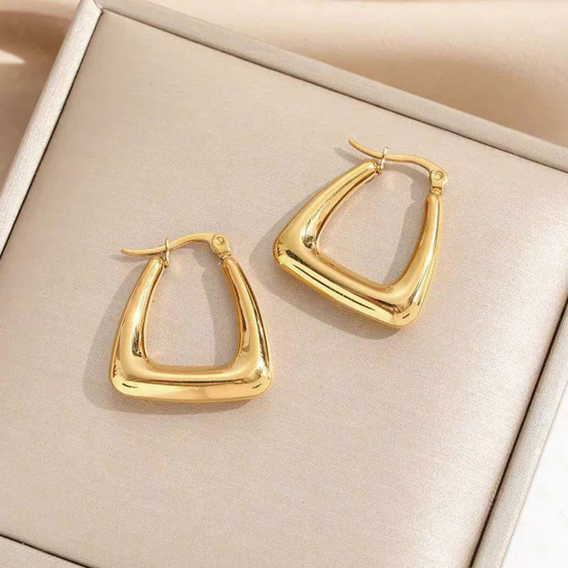 Gold-Plated Chunky Triangle Hoop Earring