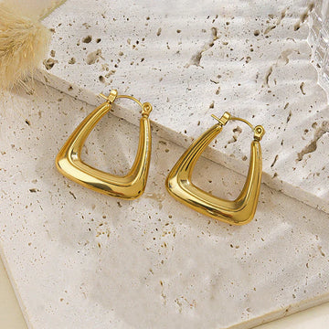 Gold-Plated Chunky Triangle Hoop Earring