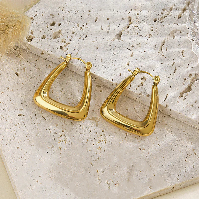 Gold-Plated Chunky Triangle Hoop Earring