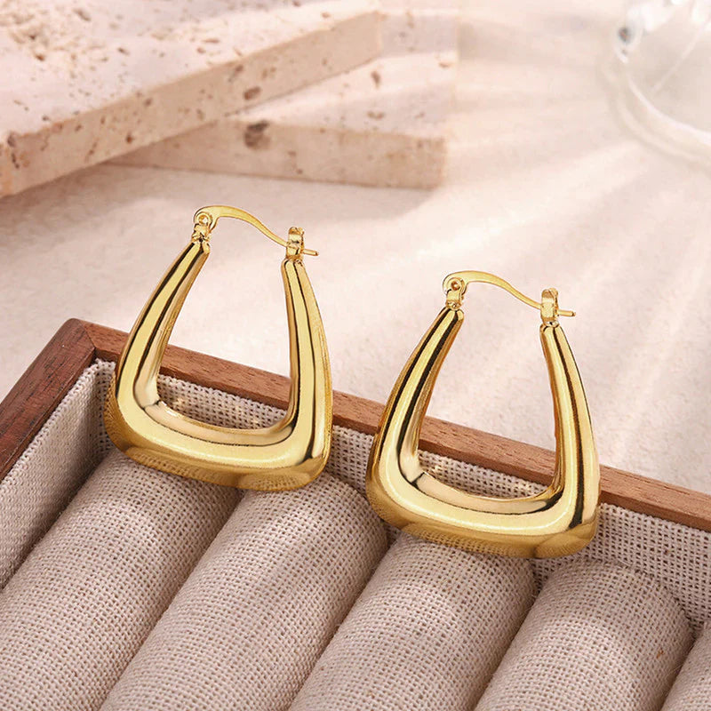 Gold-Plated Chunky Triangle Hoop Earring