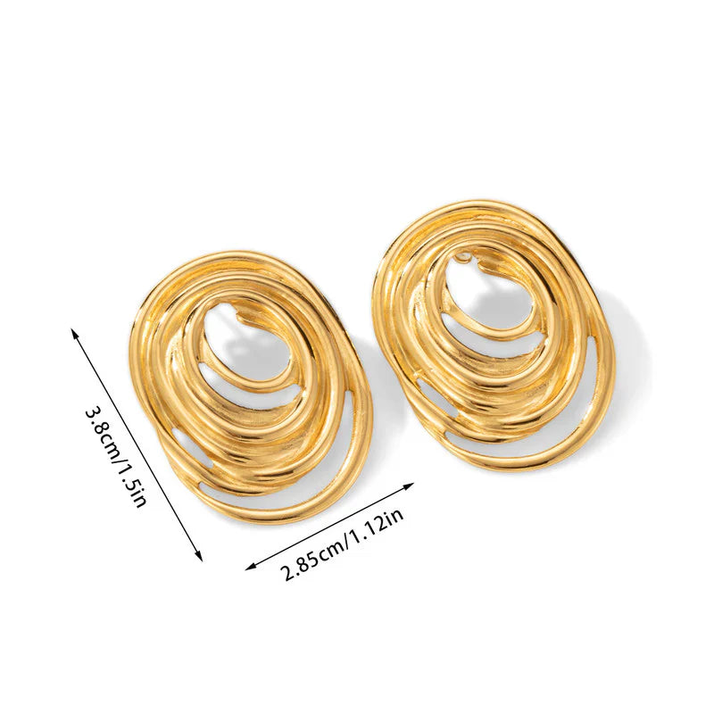 Gold Plated Anti Tarnish Stainless Steel Spiral Stud Earring