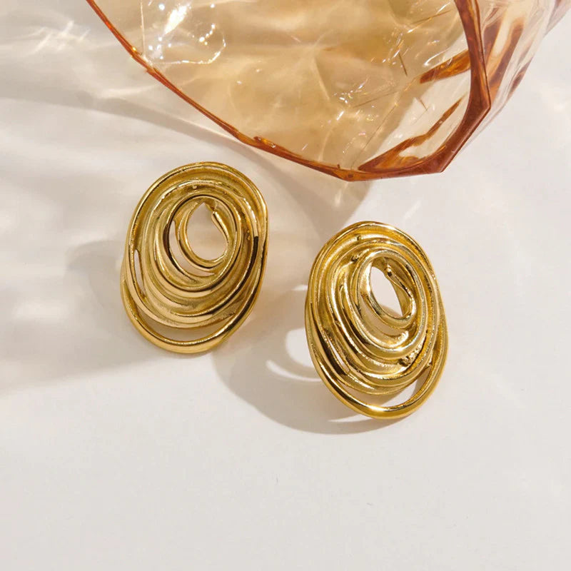 Gold Plated Anti Tarnish Stainless Steel Spiral Stud Earring