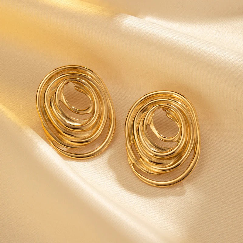 Gold Plated Anti Tarnish Stainless Steel Spiral Stud Earring