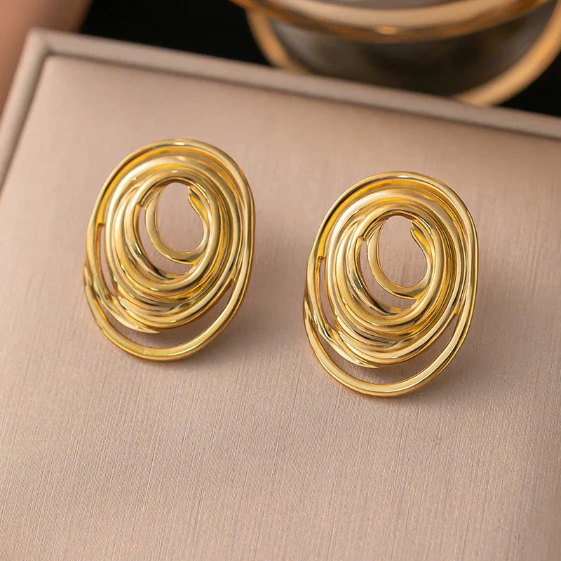 Gold Plated Anti Tarnish Stainless Steel Spiral Stud Earring