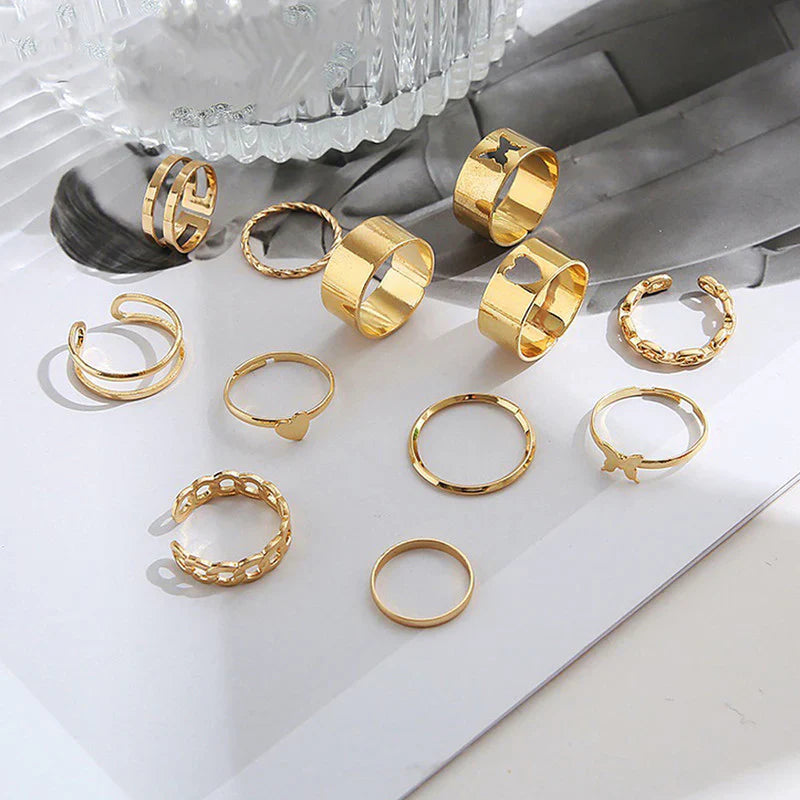 Gold-Tone Adjustable Ring Set (Set of 11)