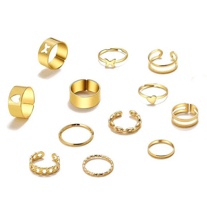 Gold-Tone Adjustable Ring Set (Set of 11)