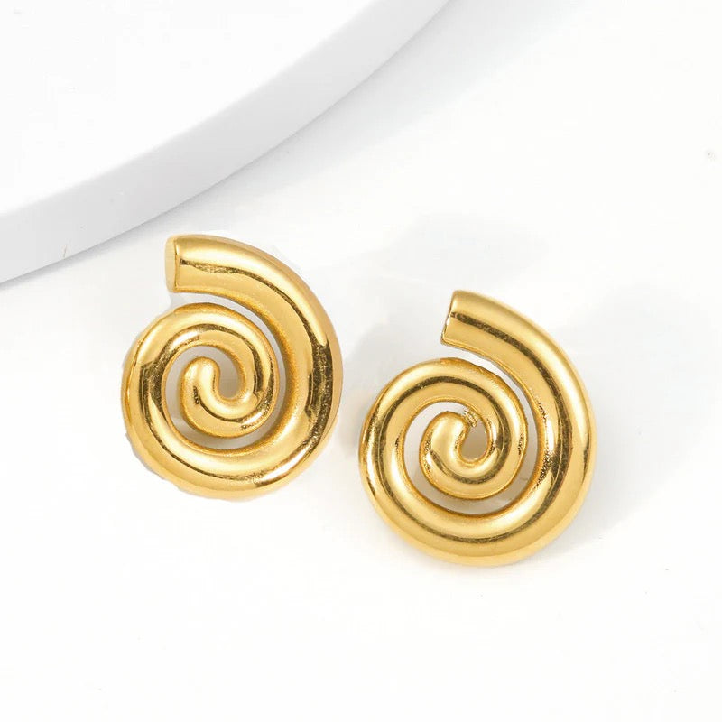 Gold Spiral Statement Stud