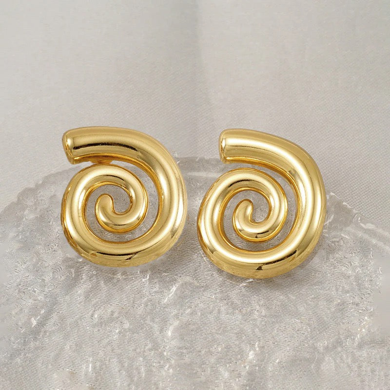 Gold Spiral Statement Stud