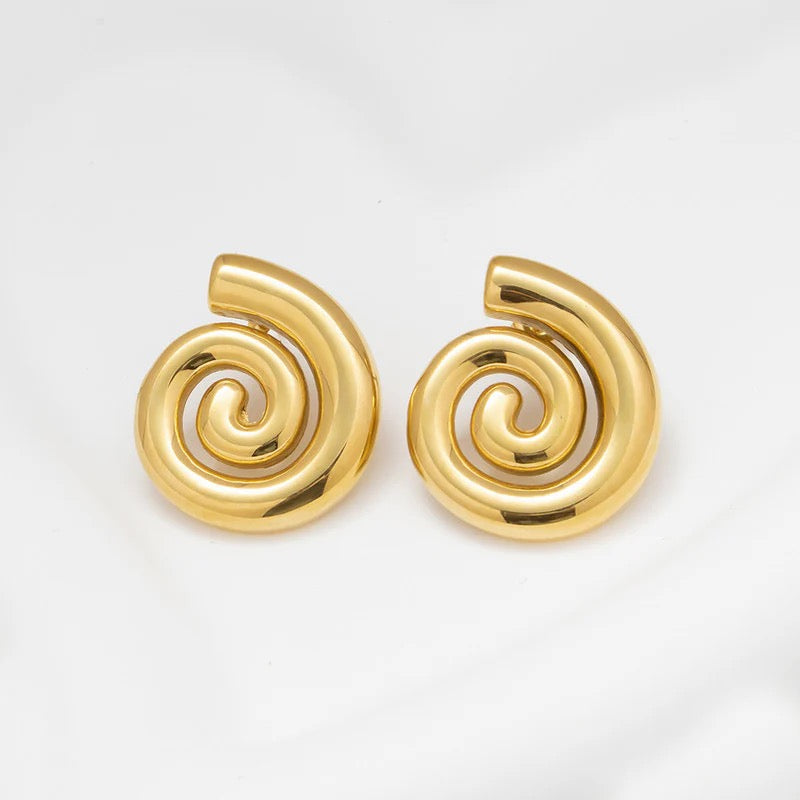 Gold Spiral Statement Stud