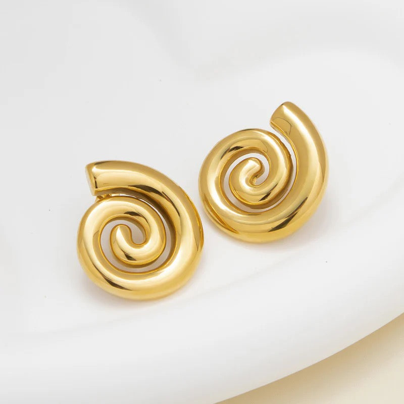 Gold Spiral Statement Stud