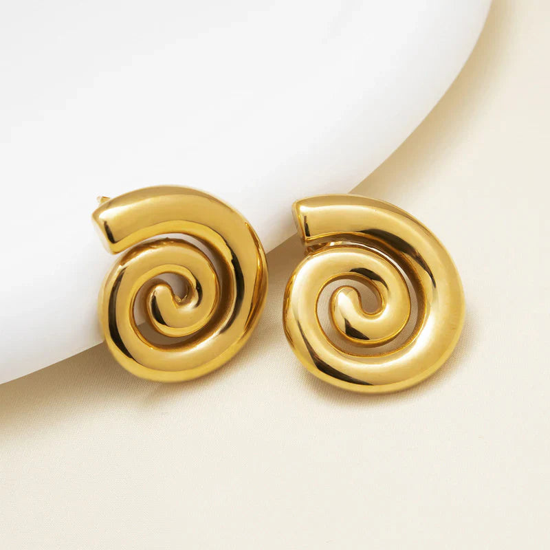 Gold Spiral Statement Stud