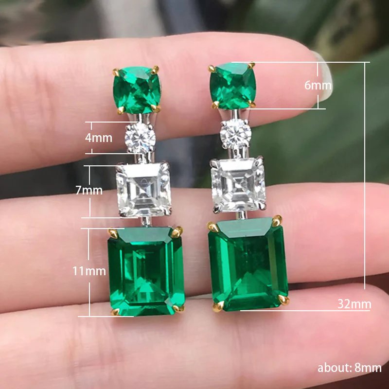 Emerald Elegance Triple Stone Drop Earring