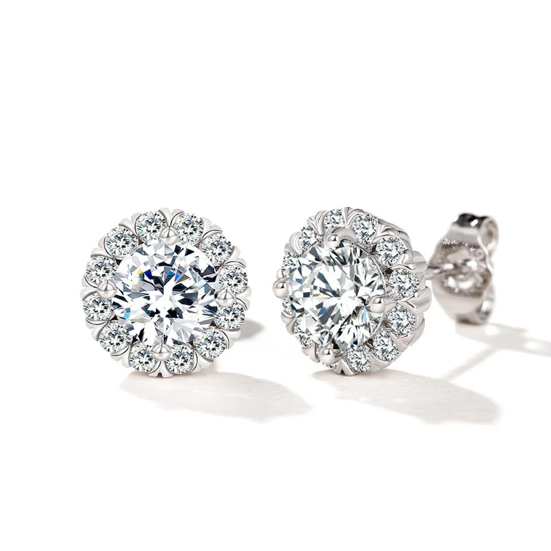 Brilliant Halo-Cut Crystal Stud Earring