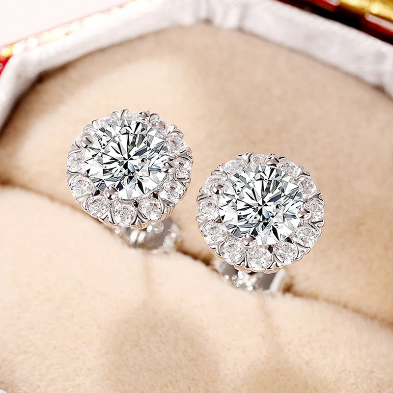 Brilliant Halo-Cut Crystal Stud Earring