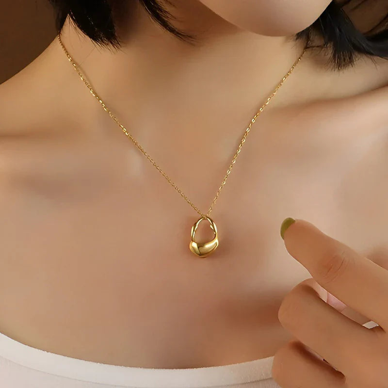 Modern Sculptural Gold Pendant Necklace