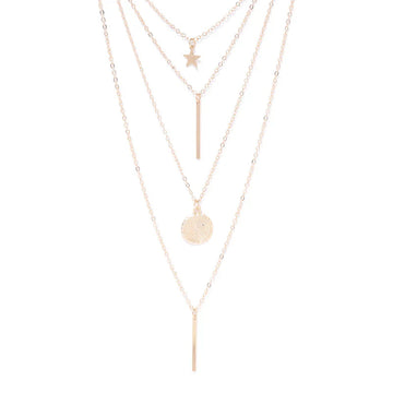 Celestial Layers Gold Pendant Necklace