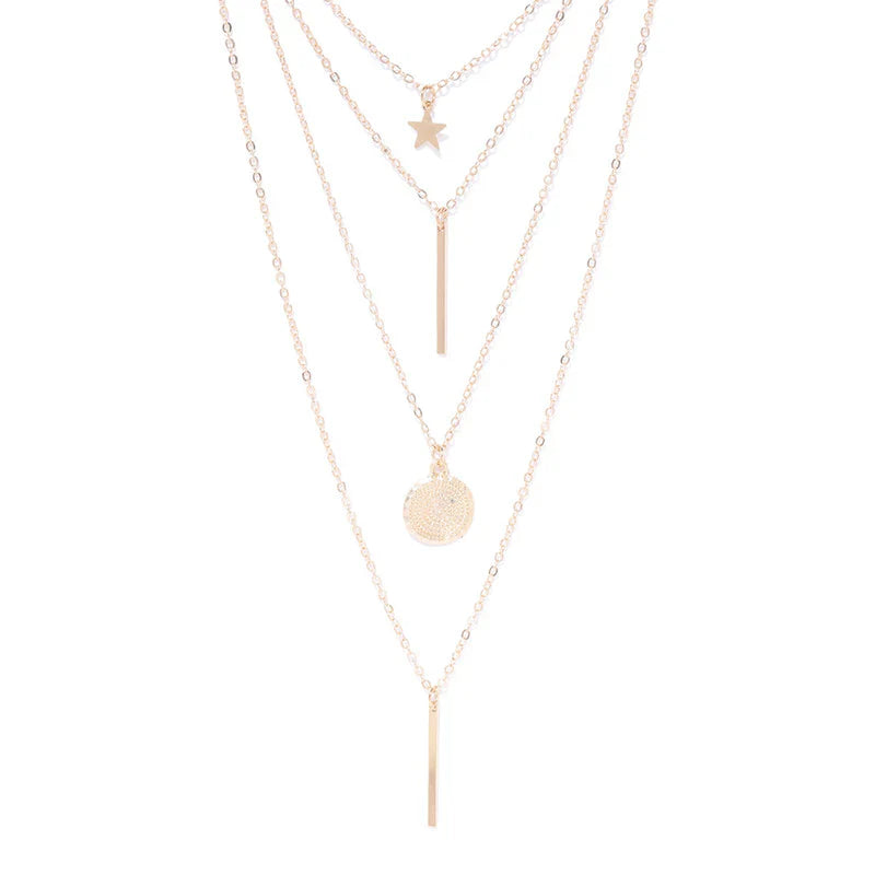 Celestial Layers Gold Pendant Necklace