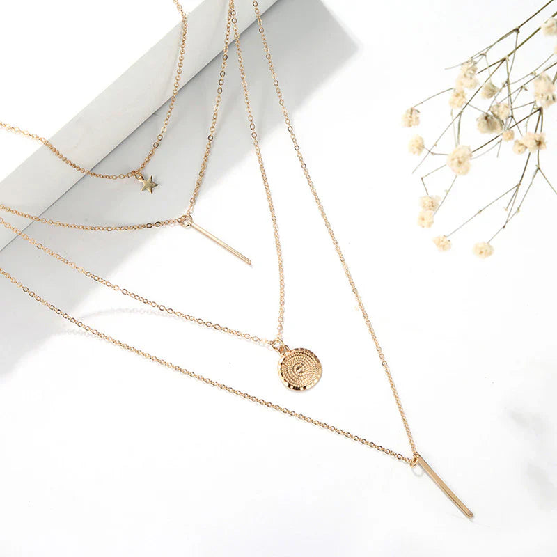 Celestial Layers Gold Pendant Necklace