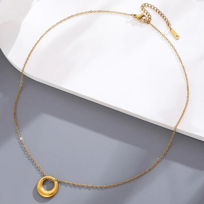 Eternal Glow Minimal Gold Circle Pendant Necklace