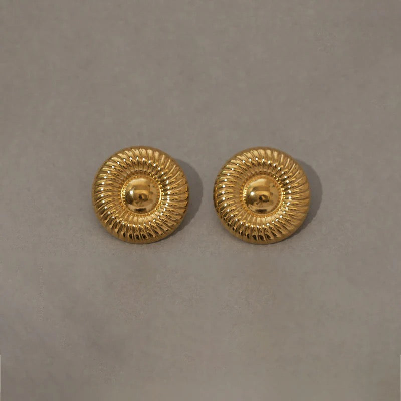 Bold Anti Tarnish Gold Textured Disc Earring
