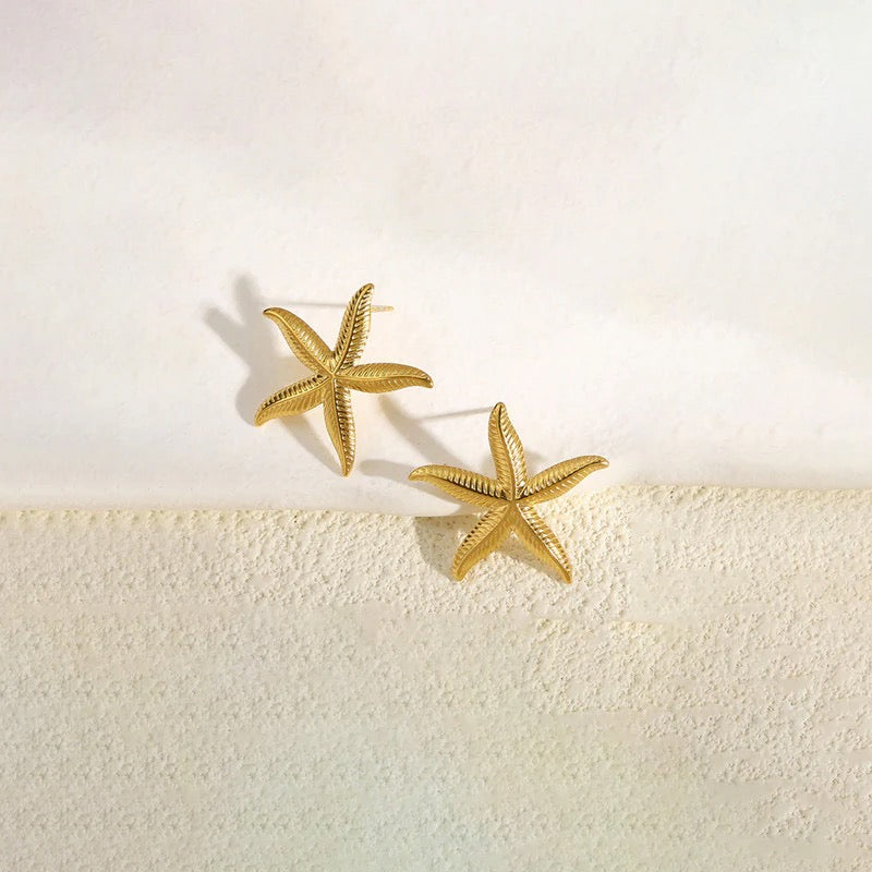 Anti Tarnish Gold Starfish Statement Earring