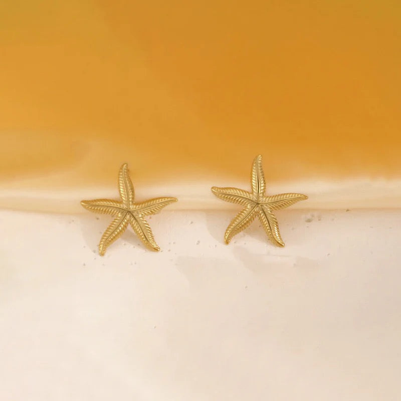 Anti Tarnish Gold Starfish Statement Earring