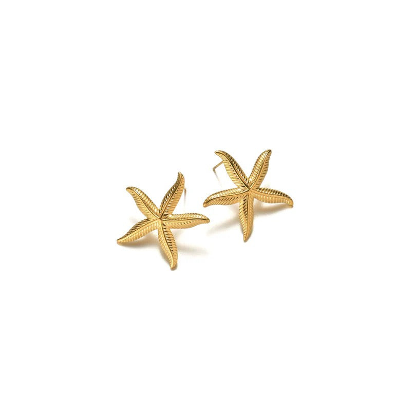 Anti Tarnish Gold Starfish Statement Earring