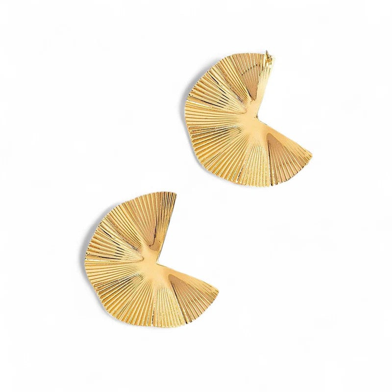 Radiant Fan-Shaped Gold Statement Earring