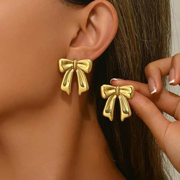 Anti Tarnish Gold Bow Knot Stud Earring