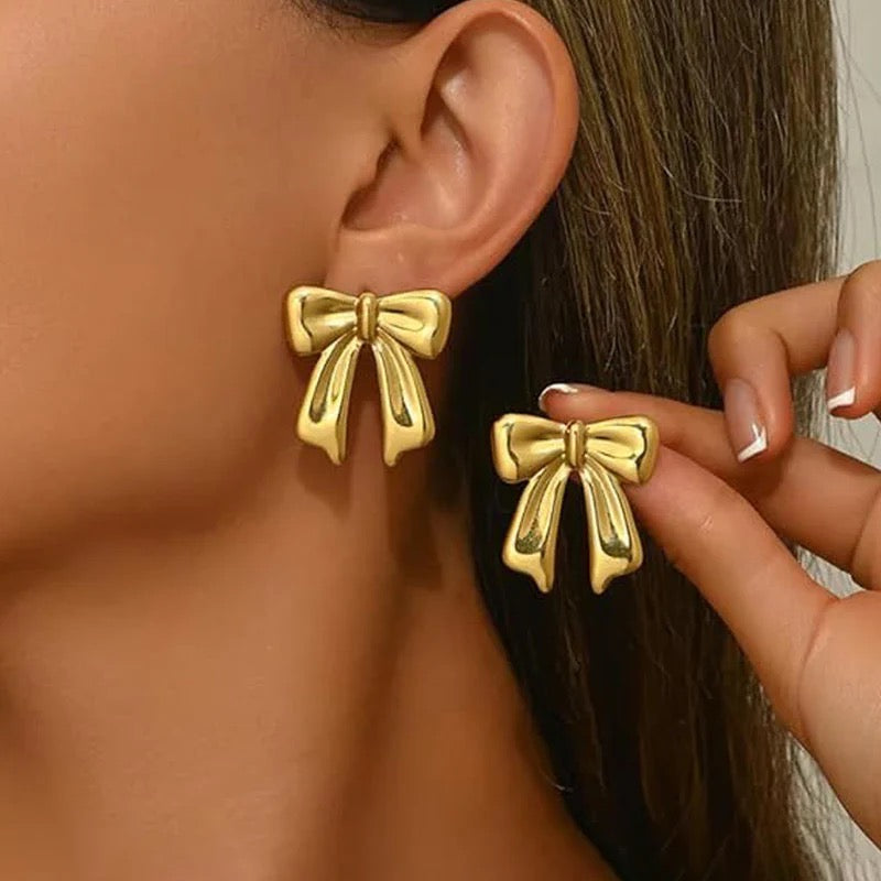 Anti Tarnish Gold Bow Knot Stud Earring