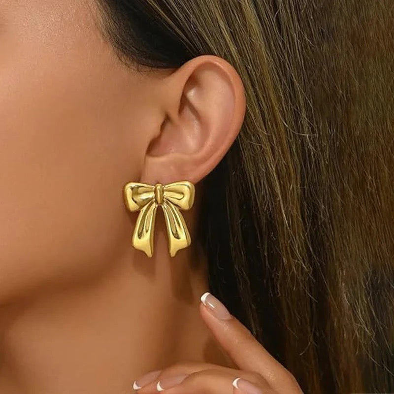 Anti Tarnish Gold Bow Knot Stud Earring