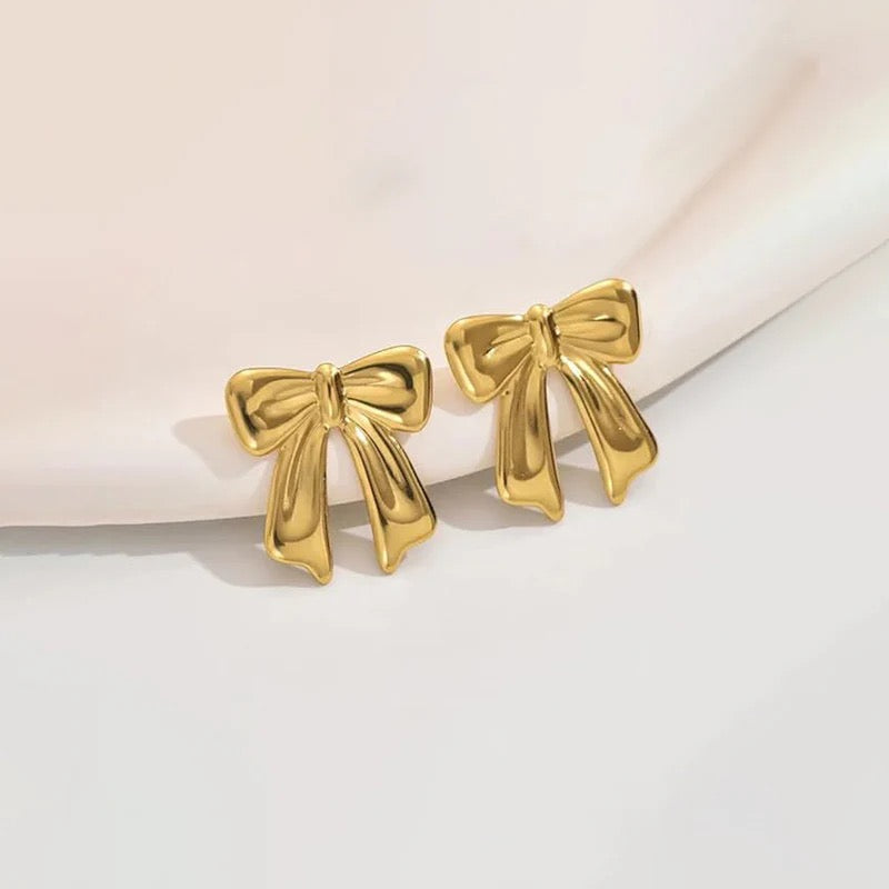 Anti Tarnish Gold Bow Knot Stud Earring
