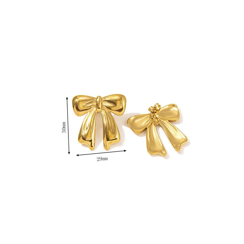 Anti Tarnish Gold Bow Knot Stud Earring