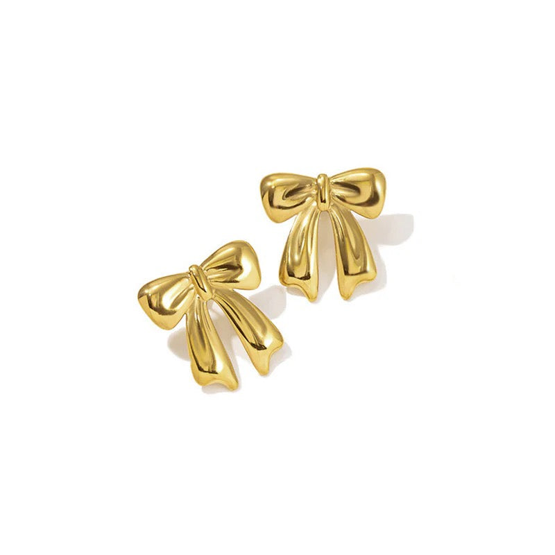 Anti Tarnish Gold Bow Knot Stud Earring