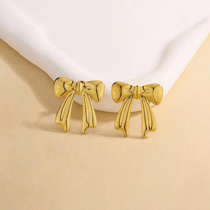 Anti Tarnish Gold Bow Knot Stud Earring