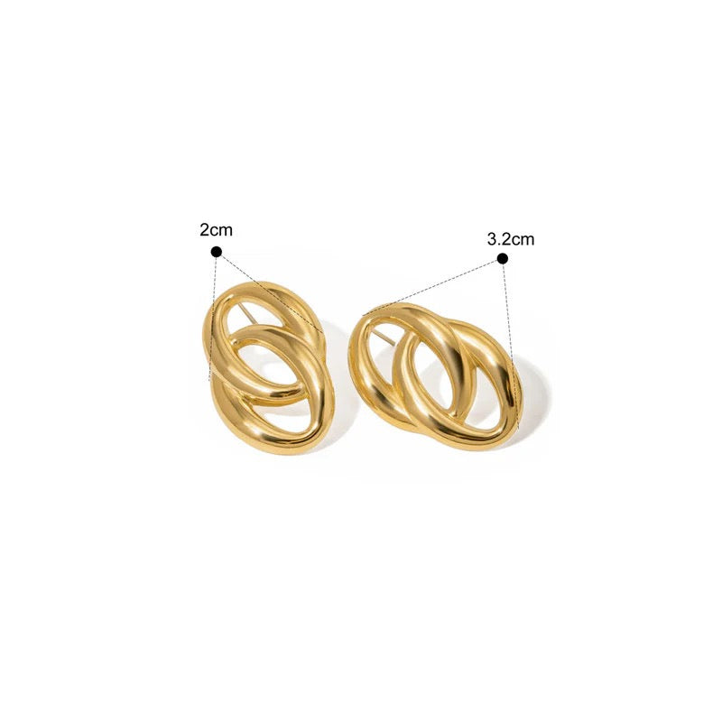 Anti Tarnish Gold Interlock Loop Stud Earring