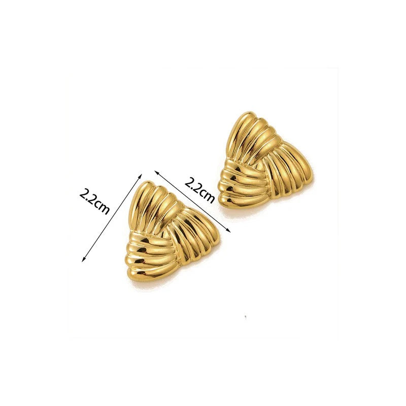 Anti Tarnish Gold Textured Triangle Stud Earring