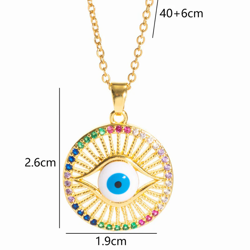 Gold Evil Eye Rainbow Pendant Necklace