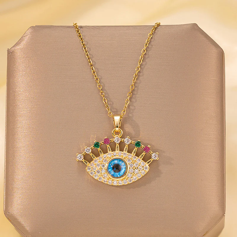 Gold Evil Eye Pendant Necklace