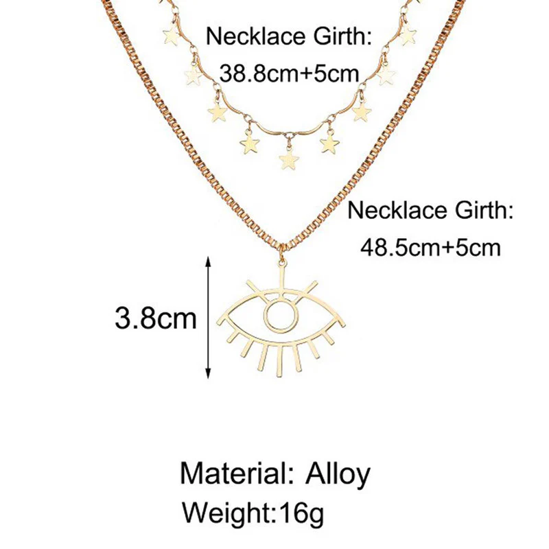 Celestial Evil Eye Dual-Layer Anti-Tarnish Gold Necklace