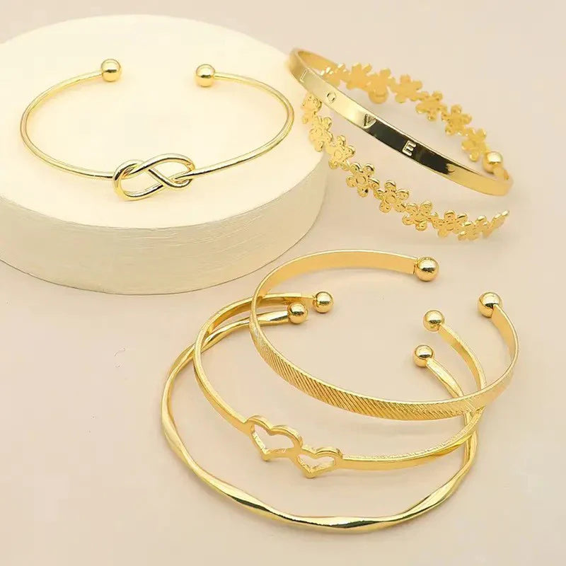 Gold Stacking Bracelet Set – 6pcs
