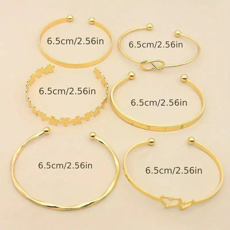 Gold Stacking Bracelet Set – 6pcs