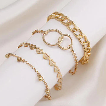 Golden Layered Link Bracelet Set (Set of 4)