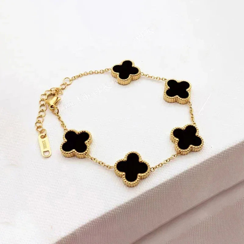 Black Clover Charm Gold Bracelet