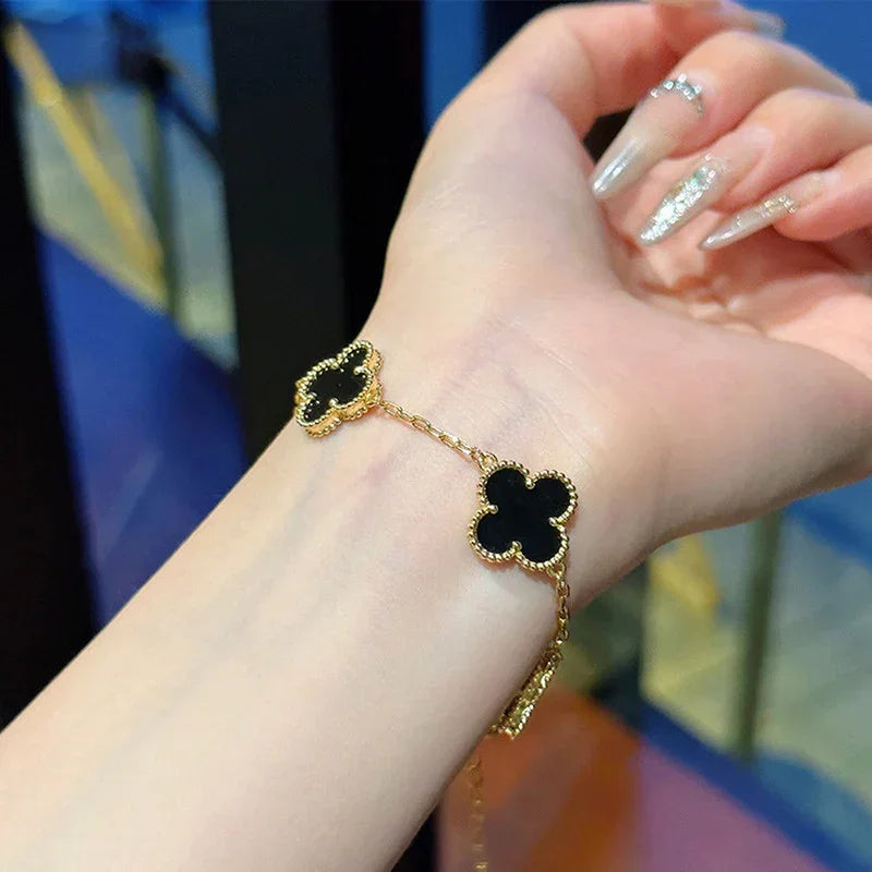 Black Clover Charm Gold Bracelet