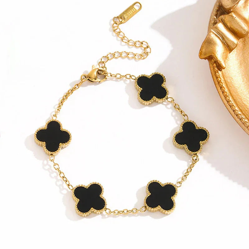 Black Clover Charm Gold Bracelet